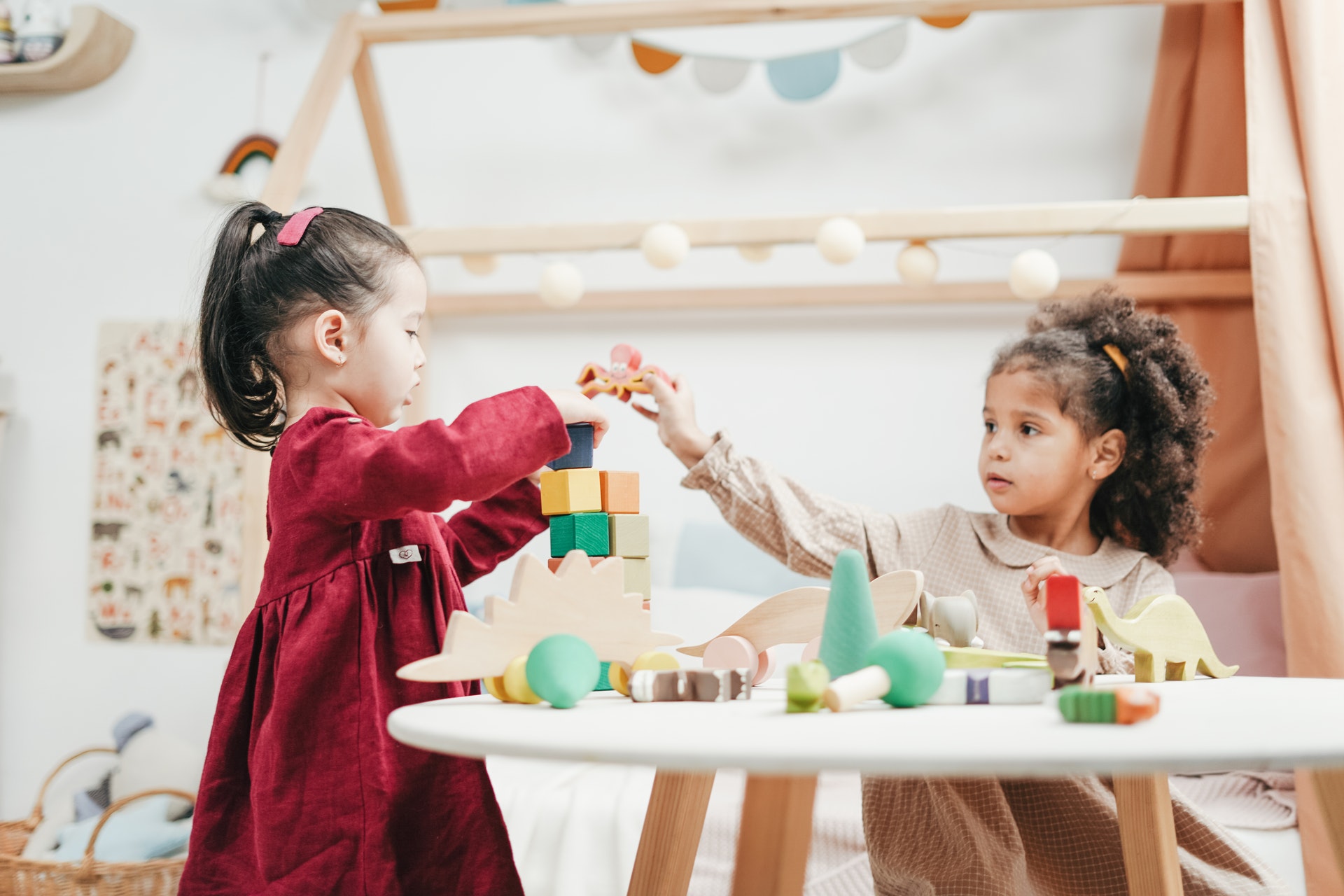 two kids learning through play